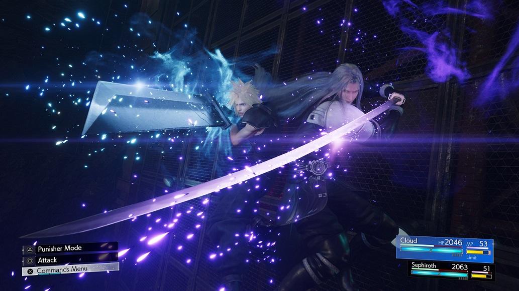 Sephiroth mit einem langen Schwert in einer Combat-Szene von Final Fantasy VII Rebirth