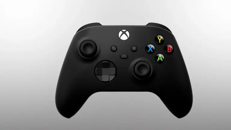 Ein schwarzer Xbox-Controller vor einem hellgrauen Hintergrund.