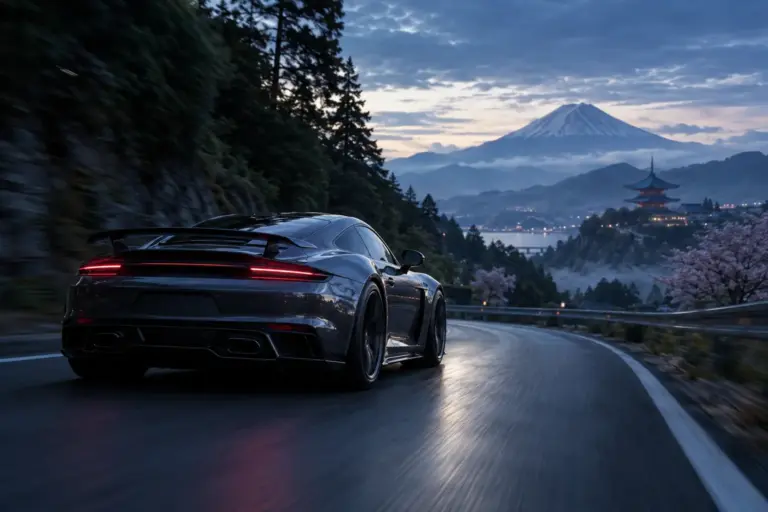 Sportwagen auf einer kurvigen japanischen Bergstraße als Symbol für Forza Horizon 6 auf PS5