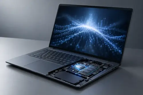 Premium laptop with soldered unified memory designed for local AI processing